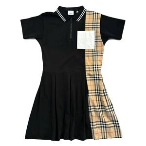 Little girls’ BURBERRY check panel polo dress